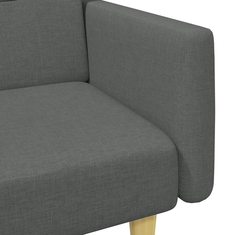 2-Seater Sofa Bed with Footstool Dark Grey Fabric Payday Deals