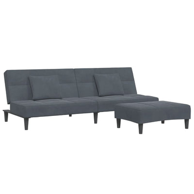 2-Seater Sofa Bed with Footstool Dark Grey Velvet Payday Deals