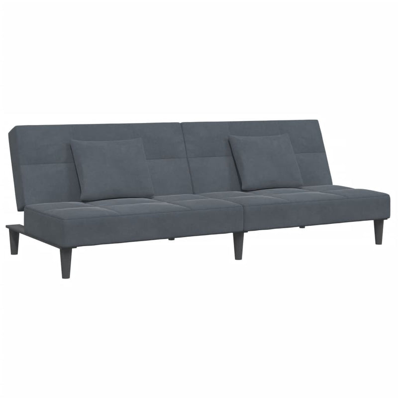 2-Seater Sofa Bed with Footstool Dark Grey Velvet Payday Deals