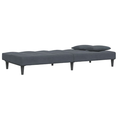 2-Seater Sofa Bed with Footstool Dark Grey Velvet Payday Deals