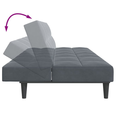 2-Seater Sofa Bed with Footstool Dark Grey Velvet Payday Deals