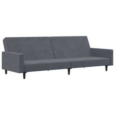 2-Seater Sofa Bed with Footstool Dark Grey Velvet Payday Deals