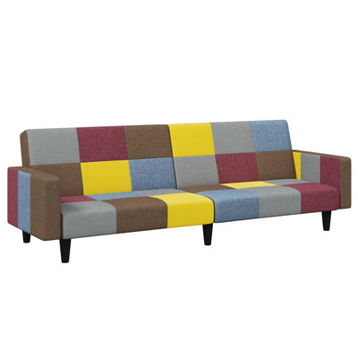 2-Seater Sofa Bed with Footstool Patchwork Fabric Payday Deals