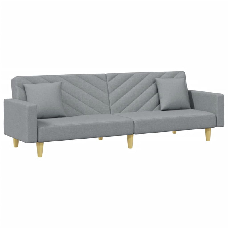 2-Seater Sofa Bed with Pillows and Footstool Light Grey Fabric Payday Deals
