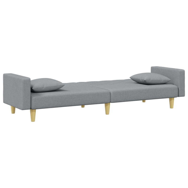 2-Seater Sofa Bed with Pillows and Footstool Light Grey Fabric Payday Deals