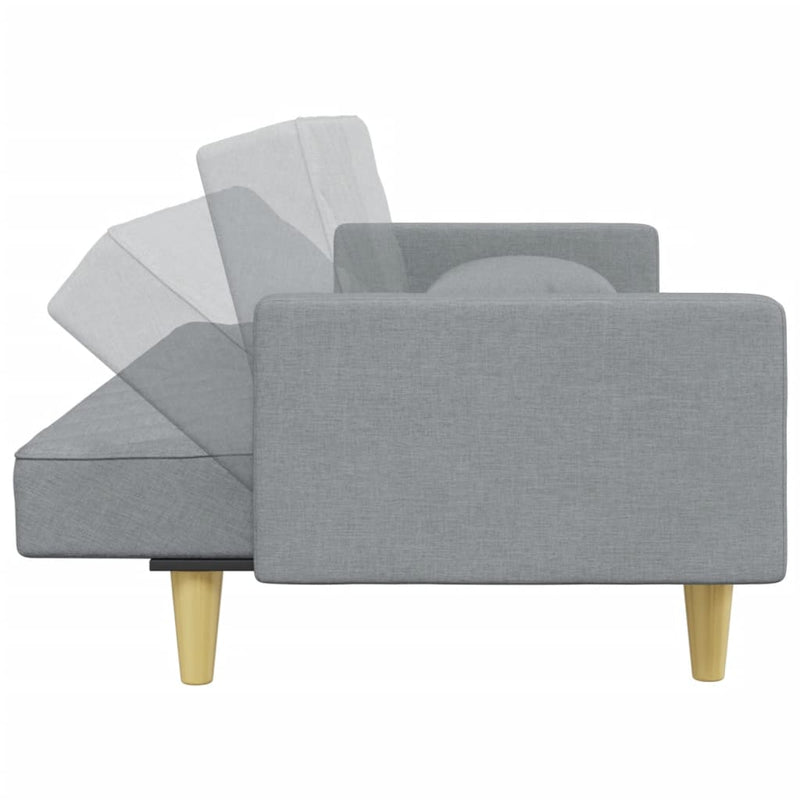 2-Seater Sofa Bed with Pillows and Footstool Light Grey Fabric Payday Deals