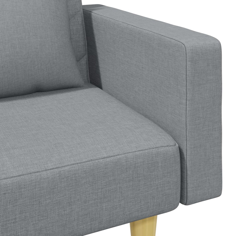 2-Seater Sofa Bed with Pillows and Footstool Light Grey Fabric Payday Deals