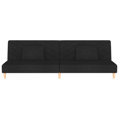 2-Seater Sofa Bed with Two Pillows Black Fabric Payday Deals