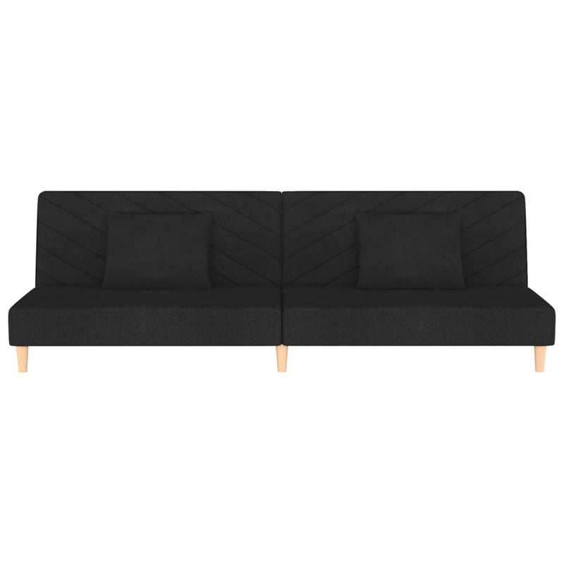 2-Seater Sofa Bed with Two Pillows Black Fabric Payday Deals