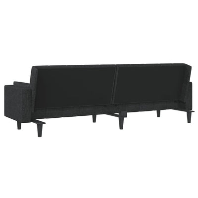 2-Seater Sofa Bed with Two Pillows Black Fabric Payday Deals