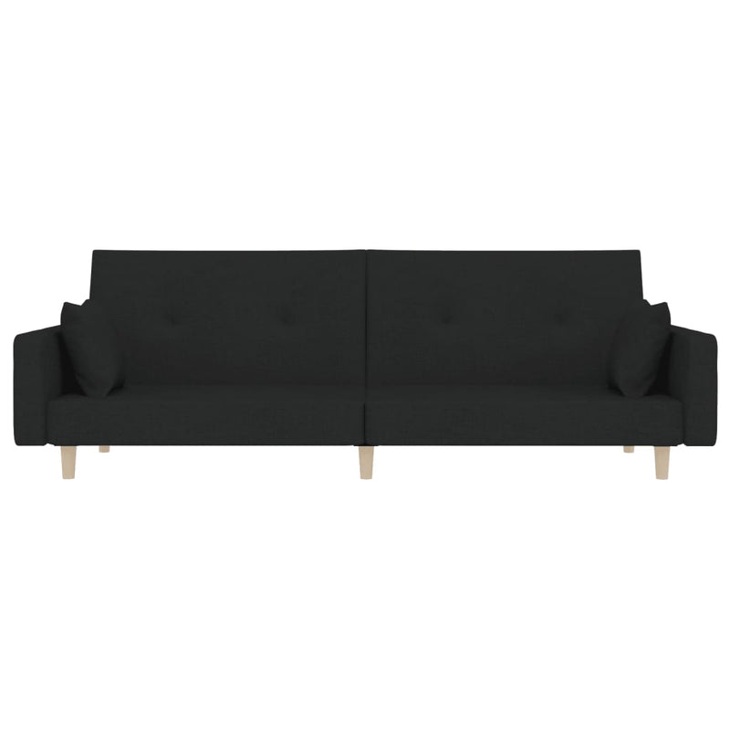 2-Seater Sofa Bed with Two Pillows Black Fabric Payday Deals