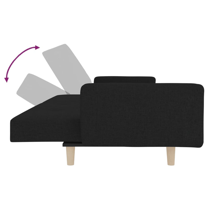 2-Seater Sofa Bed with Two Pillows Black Fabric Payday Deals