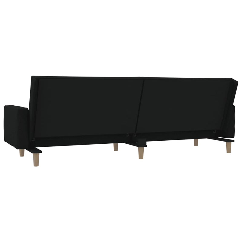 2-Seater Sofa Bed with Two Pillows Black Fabric Payday Deals