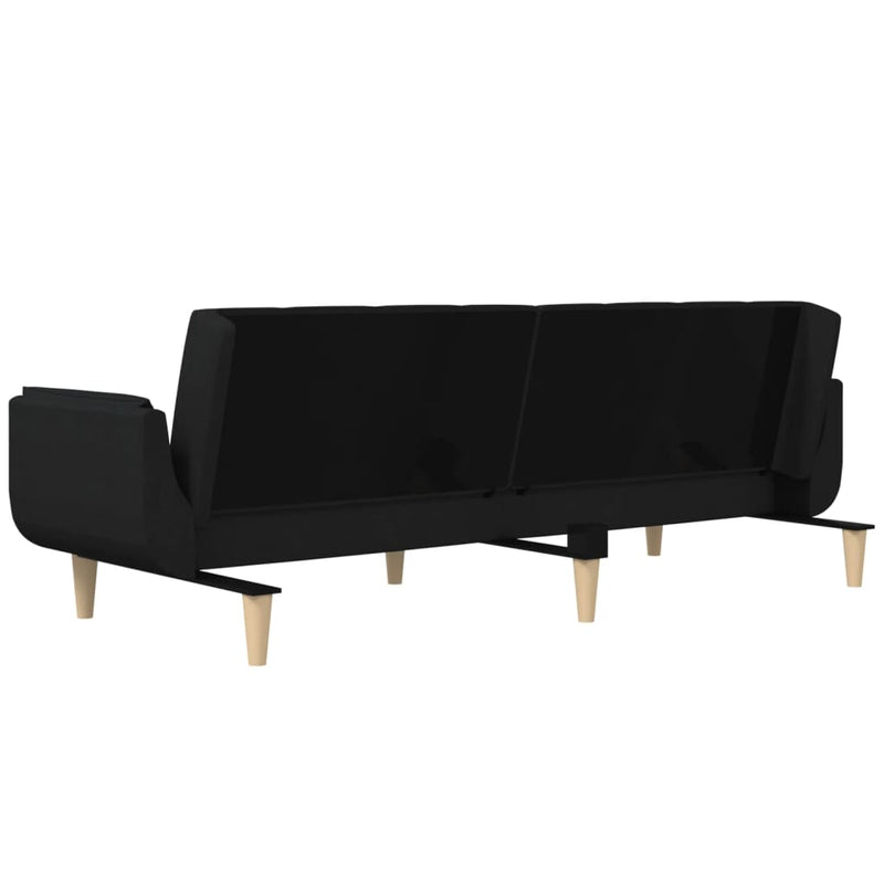 2-Seater Sofa Bed with Two Pillows Black Fabric Payday Deals