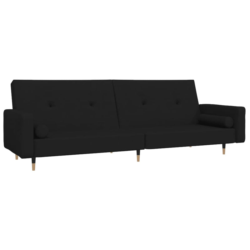 2-Seater Sofa Bed with Two Pillows Black Velvet Payday Deals