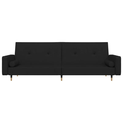 2-Seater Sofa Bed with Two Pillows Black Velvet Payday Deals