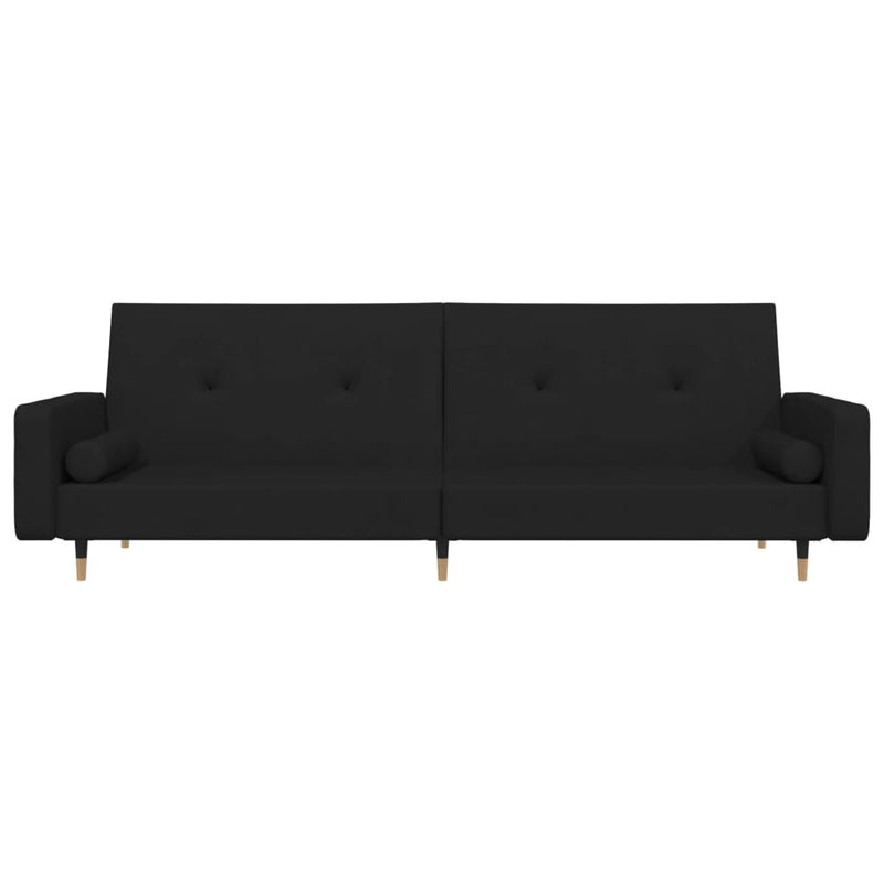 2-Seater Sofa Bed with Two Pillows Black Velvet Payday Deals