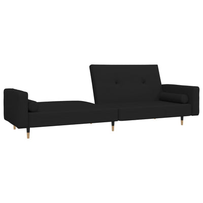 2-Seater Sofa Bed with Two Pillows Black Velvet Payday Deals