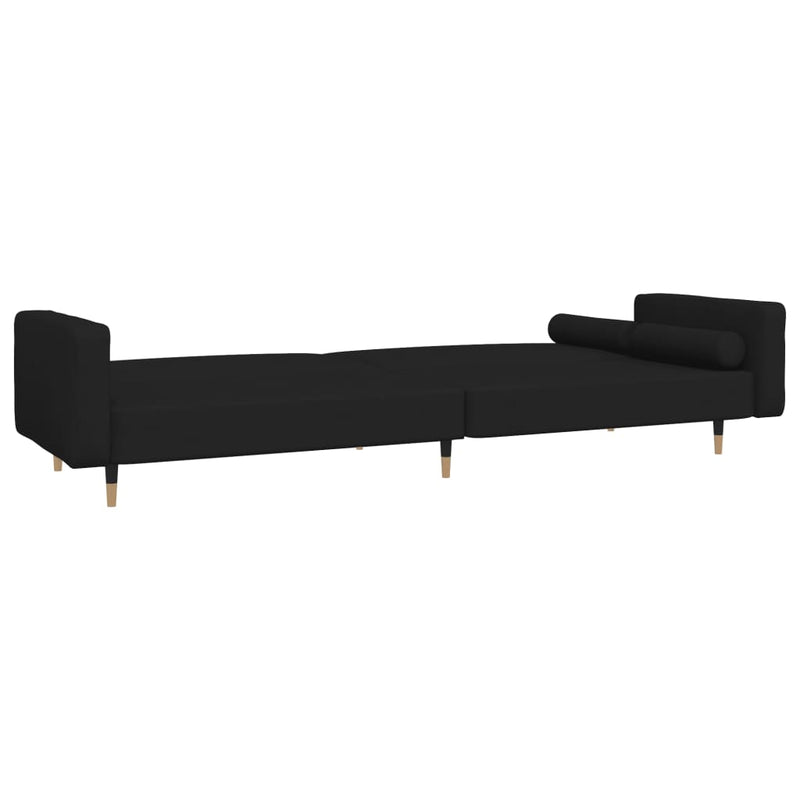 2-Seater Sofa Bed with Two Pillows Black Velvet Payday Deals