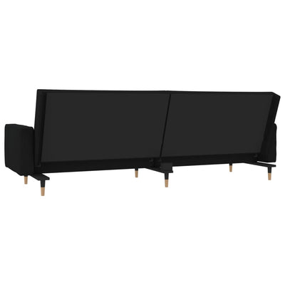 2-Seater Sofa Bed with Two Pillows Black Velvet Payday Deals