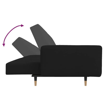 2-Seater Sofa Bed with Two Pillows Black Velvet Payday Deals