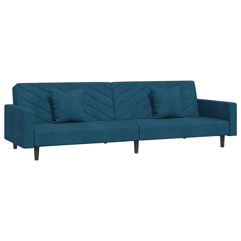 2-Seater Sofa Bed with Two Pillows Blue Velvet Payday Deals