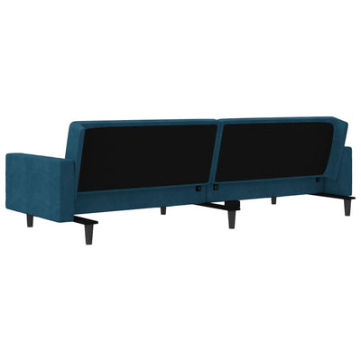 2-Seater Sofa Bed with Two Pillows Blue Velvet Payday Deals