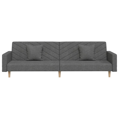 2-Seater Sofa Bed with Two Pillows Dark Grey Fabric Payday Deals