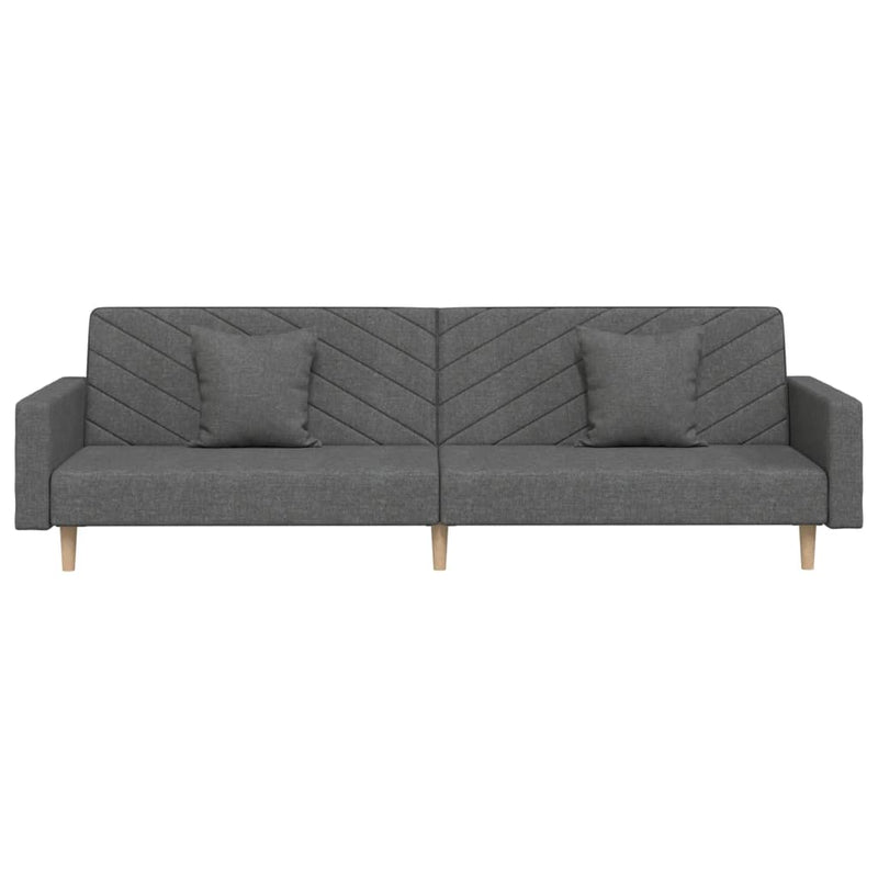 2-Seater Sofa Bed with Two Pillows Dark Grey Fabric Payday Deals
