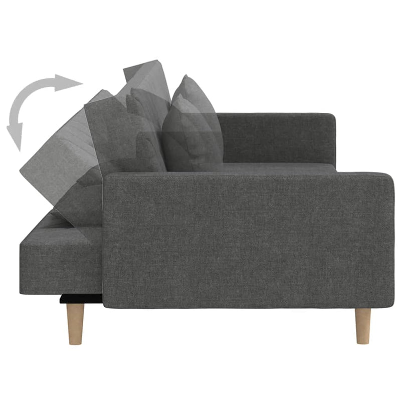 2-Seater Sofa Bed with Two Pillows Dark Grey Fabric Payday Deals