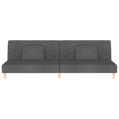 2-Seater Sofa Bed with Two Pillows Dark Grey Fabric Payday Deals