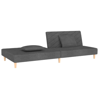 2-Seater Sofa Bed with Two Pillows Dark Grey Fabric Payday Deals