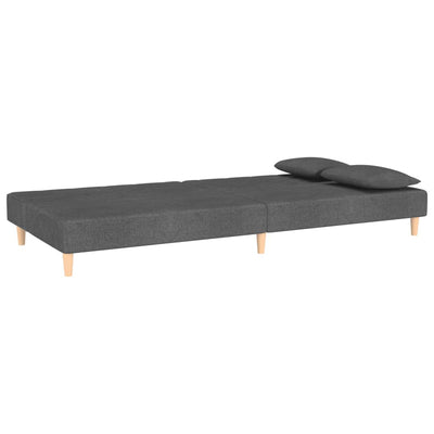 2-Seater Sofa Bed with Two Pillows Dark Grey Fabric Payday Deals