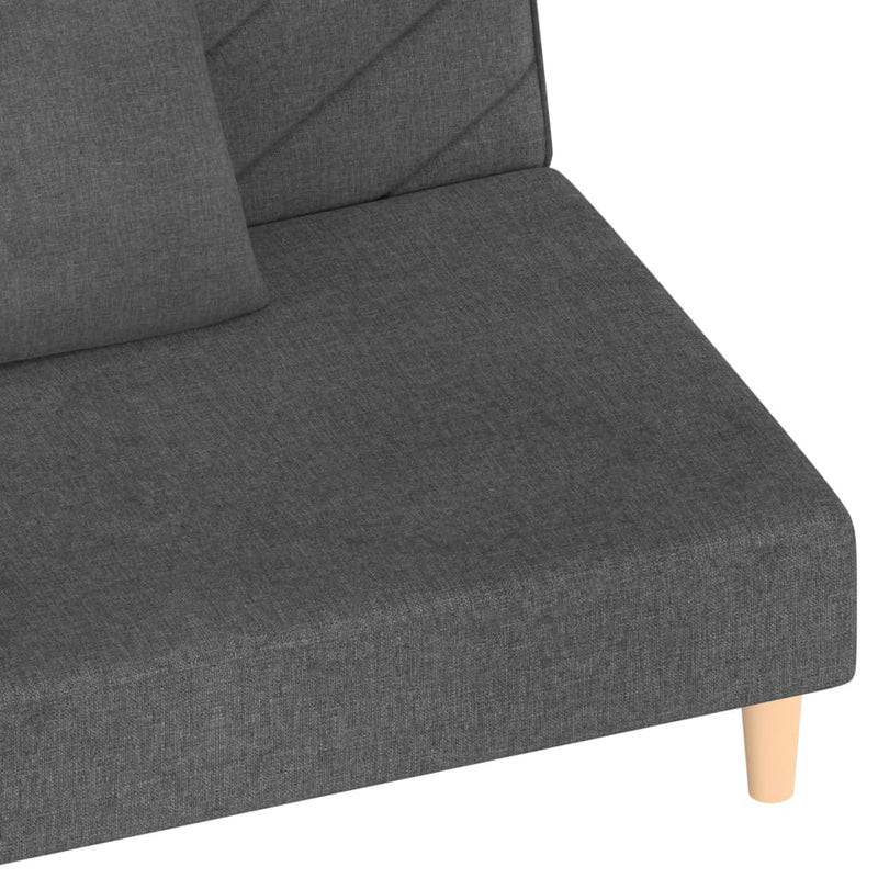 2-Seater Sofa Bed with Two Pillows Dark Grey Fabric Payday Deals