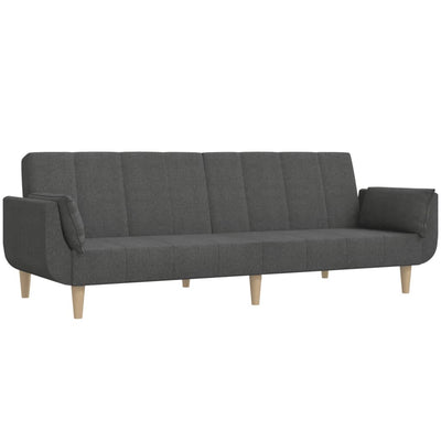 2-Seater Sofa Bed with Two Pillows Dark Grey Fabric Payday Deals