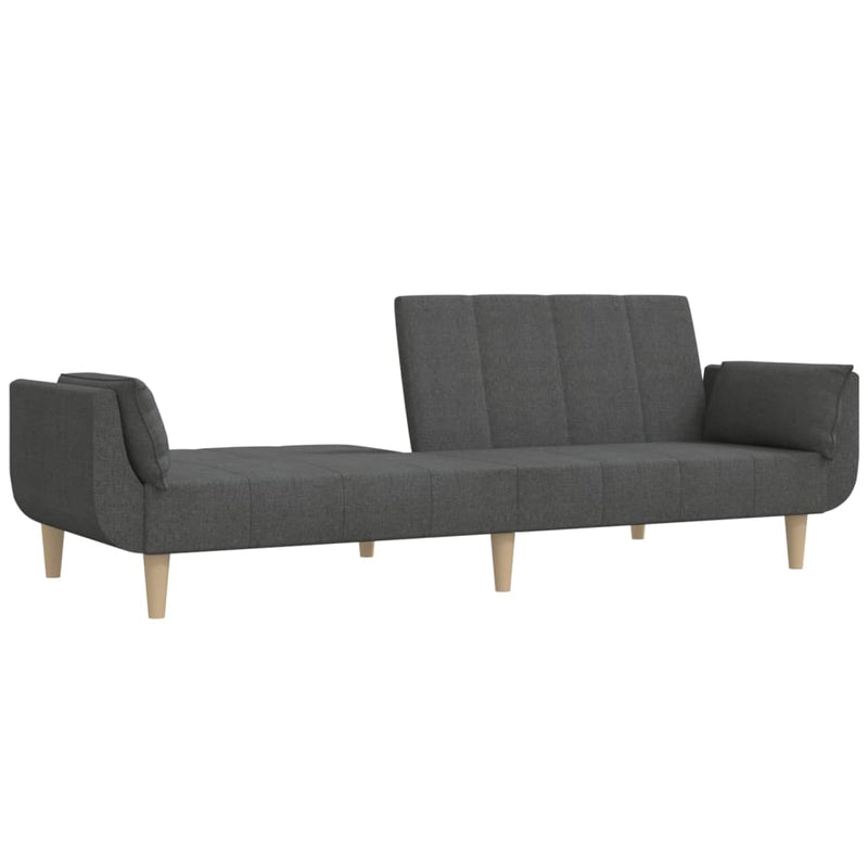 2-Seater Sofa Bed with Two Pillows Dark Grey Fabric Payday Deals