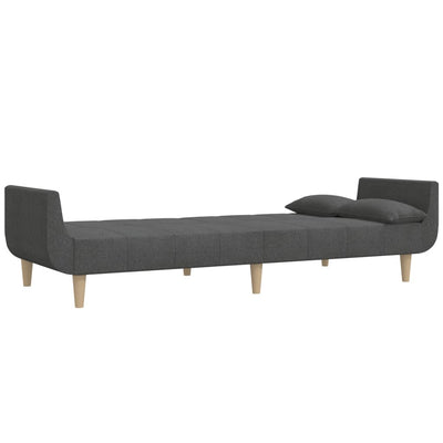 2-Seater Sofa Bed with Two Pillows Dark Grey Fabric Payday Deals
