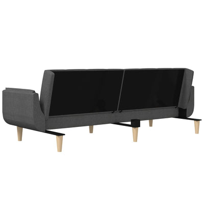 2-Seater Sofa Bed with Two Pillows Dark Grey Fabric Payday Deals