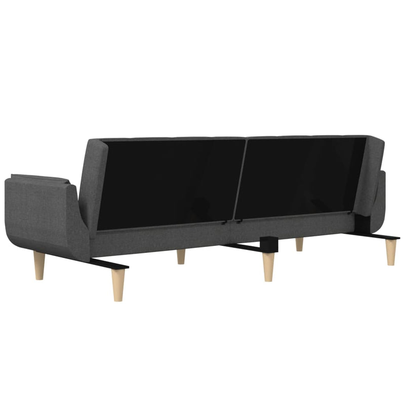 2-Seater Sofa Bed with Two Pillows Dark Grey Fabric Payday Deals