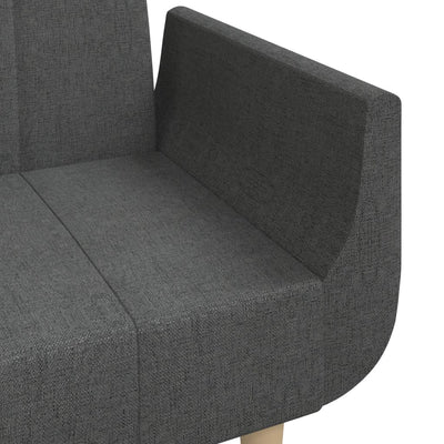 2-Seater Sofa Bed with Two Pillows Dark Grey Fabric Payday Deals