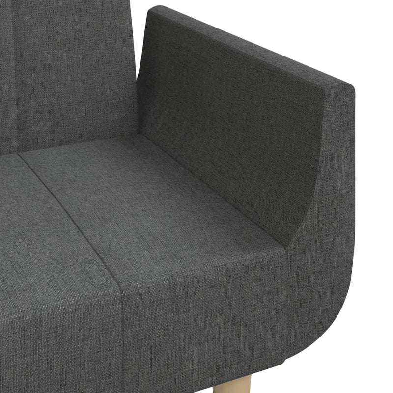 2-Seater Sofa Bed with Two Pillows Dark Grey Fabric Payday Deals