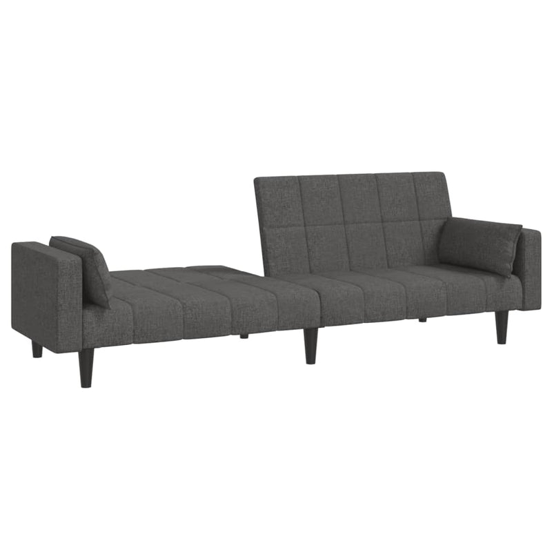 2-Seater Sofa Bed with Two Pillows Dark Grey Fabric Payday Deals