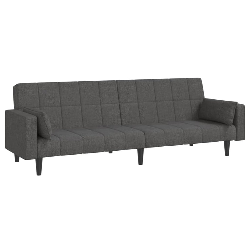 2-Seater Sofa Bed with Two Pillows Dark Grey Fabric Payday Deals