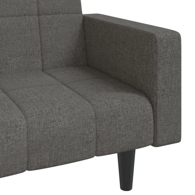 2-Seater Sofa Bed with Two Pillows Dark Grey Fabric Payday Deals