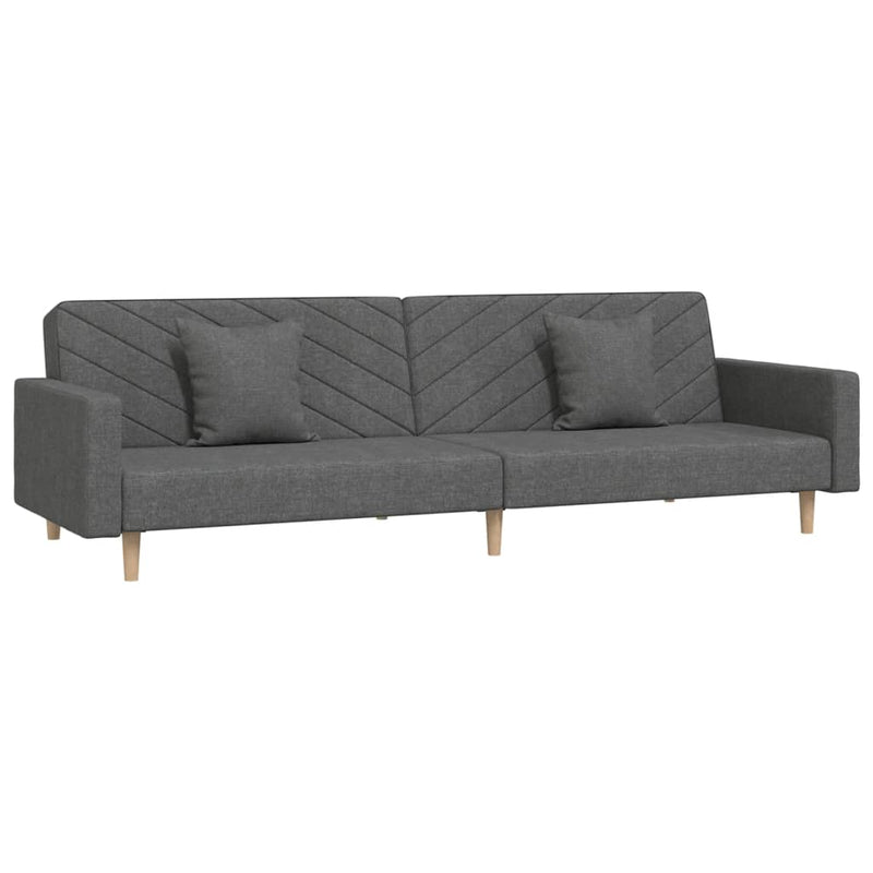 2-Seater Sofa Bed with Two Pillows Dark Grey Fabric Payday Deals