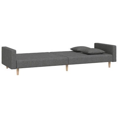 2-Seater Sofa Bed with Two Pillows Dark Grey Fabric Payday Deals