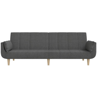 2-Seater Sofa Bed with Two Pillows Dark Grey Fabric Payday Deals