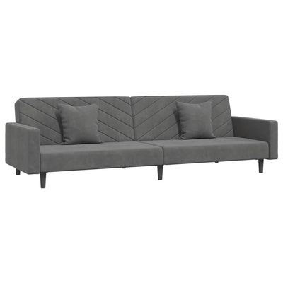 2-Seater Sofa Bed with Two Pillows Dark Grey Velvet Payday Deals