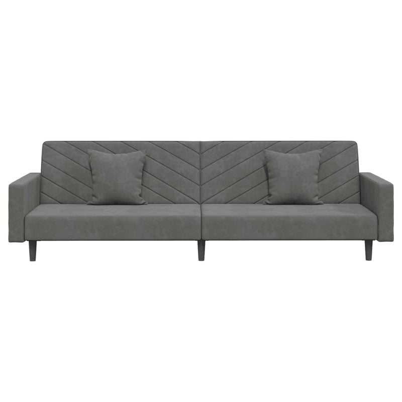 2-Seater Sofa Bed with Two Pillows Dark Grey Velvet Payday Deals