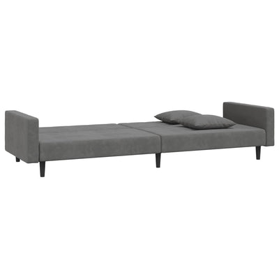 2-Seater Sofa Bed with Two Pillows Dark Grey Velvet Payday Deals